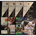 England v New Zealand All Blacks rugby programmes from 1960's onwards (8): to incl '64, '73 c/w