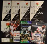 England v New Zealand All Blacks rugby programmes from 1960's onwards (8): to incl '64, '73 c/w