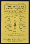 1944/1945 Football League Cup qualifying match programme Wolverhampton Wanderers v Wrexham 17