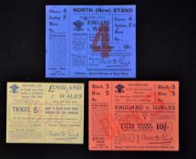 1930's Wales v England rugby match tickets (3): to incl 1930 (Cardiff Arms Park) with the England