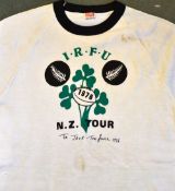 Rare 1976 Tom Grace Ireland First Rugby tour to New Zealand signed Ireland Tour T shirt -who