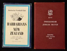 2x notable 1950's high profile rugby programmes: to incl 1954 Barbarians v New Zealand played at