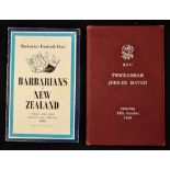 2x notable 1950's high profile rugby programmes: to incl 1954 Barbarians v New Zealand played at