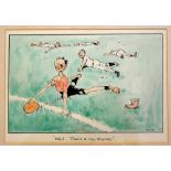 Original Rugby Artwork: copy from the original by well-known artist Tom Browne titled "Well!-That'