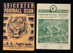 Scarce 1957 Leicestershire and East Midlands v Australia rugby programme: played at Leicester
