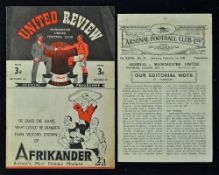 1946/1947 Manchester United v Brentford, Arsenal v Manchester United match programmes. Good. (2)