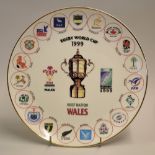 1999 Rugby World Cup commemorative bone China plate: made by Swansea Porcelain Ltd to commemorate