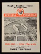 1936 England (13) v New Zealand All Blacks (0) rugby programme: Sought-after edition of this