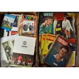 Various football memorabilia from the 1950's onwards. Includes Charles Buchan's and other magazines,