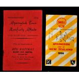2x 1956 South Africa Springboks rugby tour to New Zealand fixture booklets: pair of fixture booklets