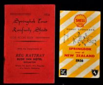 2x 1956 South Africa Springboks rugby tour to New Zealand fixture booklets: pair of fixture booklets