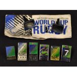 Rugby World Cup Badge Collection (7): 3x RWC lapel pin badges incl an early '80's Generic, 1995