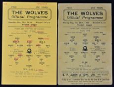 1944/1945 Wolverhampton Wanderers v Walsall football programme football league single sheet