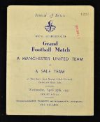 Scarce 1951 Festival of Britain match programme Sale (Manchester) v Manchester United at Stretford