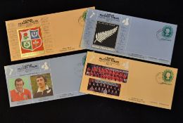 1977 British Lions Rugby Tour to NZ First Day Covers (4): postally-cancelled (3x Auckland, 1x