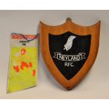 Neyland Rugby Football Club (Pembrokeshire Wales) wall shield plaque - large hand painted wooden