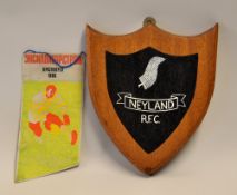 Neyland Rugby Football Club (Pembrokeshire Wales) wall shield plaque - large hand painted wooden