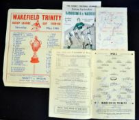 1960 Wakefield Trinity Rugby League Challenge Cup Final signed programme, signed dinner menu and a