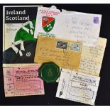 Collection of Ireland rugby programmes and ephemera from the 1970/80's to incl Ireland vs