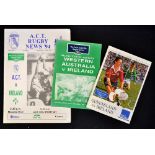 1994 Ireland Rugby Tour to Australia Programmes (3): v W Australia, v Queensland & v ACT (larger