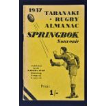 1937 South Africa Rugby Tour to New Zealand souvenir publication: Taranaki Rugby Almanac Springbok