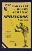 1937 South Africa Rugby Tour to New Zealand souvenir publication: Taranaki Rugby Almanac Springbok