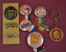 8x various British Lions Rugby tour to New Zealand pin badges from 1950 onwards: to incl 3 with red,