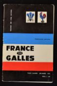 France v Wales Rugby Programme 1961: First magazine-style, colourful-cover programme for this