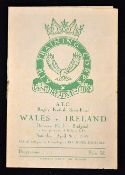 1949 Wales v Ireland Air Training Corps Rugby International Programme: played at Bridgend. Unusual