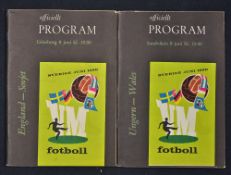 1958 World Cup Sweden Football Programmes - to include England v Soviet Union and Wales v Hungary,