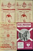 1949 and 1950 Hearts v Falkirk football programmes plus 1950 v Airdrieonians and 1958 v South Africa