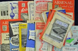 Assorted 1950s Football programmes includes a variety of clubs such as Arsenal, Fulham,