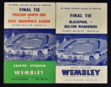1953 FA Cup Final Blackpool v Bolton Wanderers football programme date 2 May plus 1954 FA Cup
