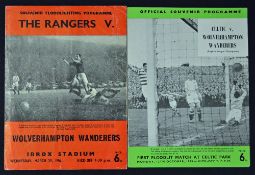 Wolverhampton Wanderers away football programmes v 1959/1960 Celtic (1st floodlit match at Celtic