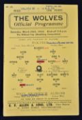 1943/1944 Wolverhampton Wanderers v West Bromwich Albion football programme dated 25 March 1944