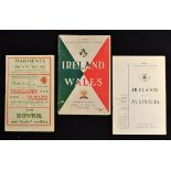 Ireland v Wales rugby programmes from the 1940/50's: to incl 2x v "Wales '46 & '56 - both have the