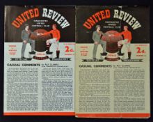 1954/1955 Manchester United v Wolverhampton Wanderers football programme scarce 4 page issue dated