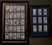 Collection of Rugby Cigarette Card displays from the 1920's: 2x framed and glazed mounted displays -