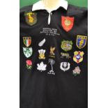 Scarce 1987 Inaugural Rugby World Cup commemorative rugby shirt - by Canterbury N.Z in black with