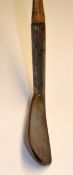 Early and interesting smf lofting iron c.1885 with hooked and dished face head, 5" hosel with deep