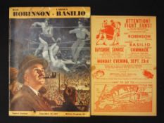 1957 Ray Robinson v Carmen Basilio Boxing Programme and Advertising Poster date 23 Sep at the Yankee