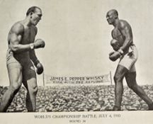 World Championship Battle Jack Johnson and Jim Jeffries Boxing Prints - 'Round 14' and 'The