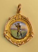 1929 Mapperley Golf Club 9ct gold and enamel winners golf medal - engraved on the reverse "Mapperley