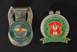 2x US PGA Golf Championship brass and enamel money clips - for 2005 Baltusrol (Phil Mickelson) ltd