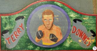 1950s Terry Downes Funfair Boxing Booth Display appears hand painted with an image of Downes to