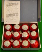 12x Maxim red wrapped golf balls and box - c/w makers original separate card extolling the virtues