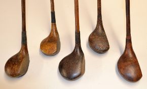 5x assorted woods to incl H. Curtis Autograph driver, Spalding brassie, Kenyon spoon, plus 2x others