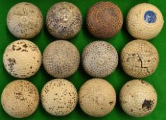 12x assorted bramble pattern golf balls - large Colonel, Chemico Bob, scarce Pneumatic, 2x