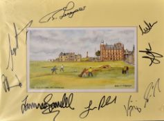 St Andrews colour golf print signed to the mount by 5x major winners to incl Bernhard Langer,