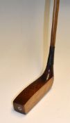 Unusual elongated narrow rectangular dark stained persimmon socket neck putter - stamped ACE